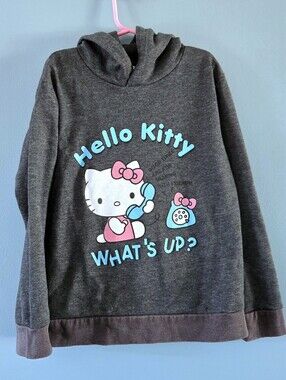 Hello Kitty Girls' Gray Hooded Pullover - Medium